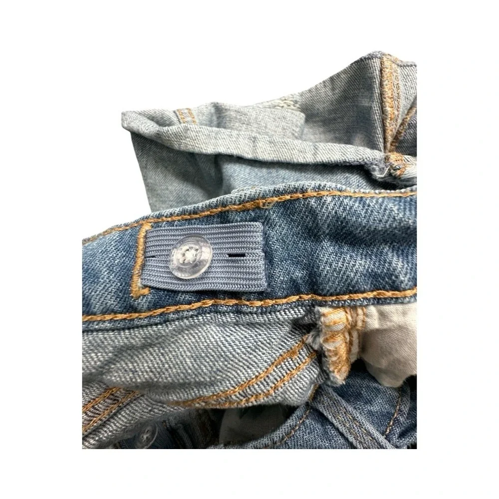 Old Navy Denim Skirt Girls L 10-12 Blue Distressed Mini Button Front Raw Hem
